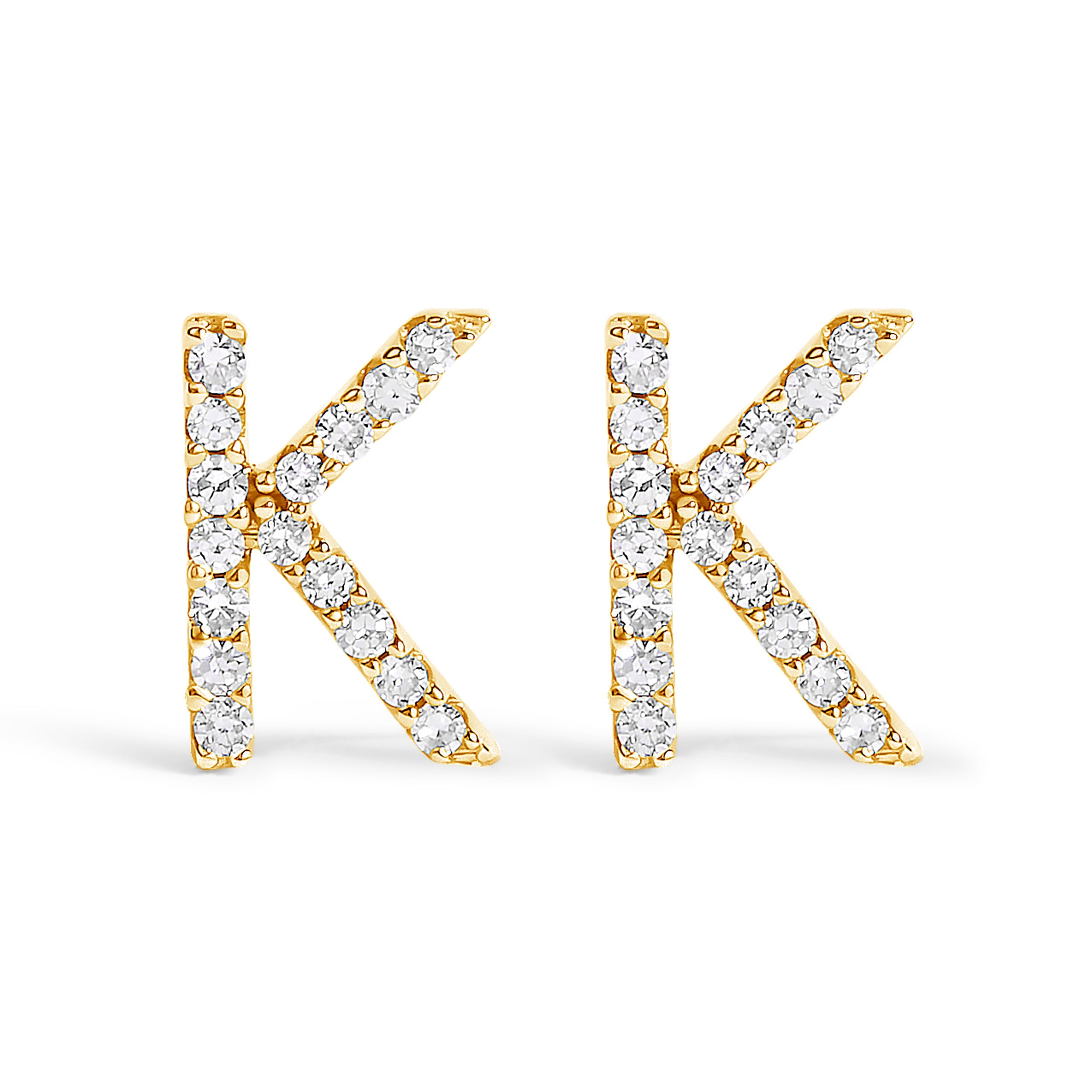 10K White Gold 1/10 Cttw Diamond Initial â€œAâ€ Stud Earring