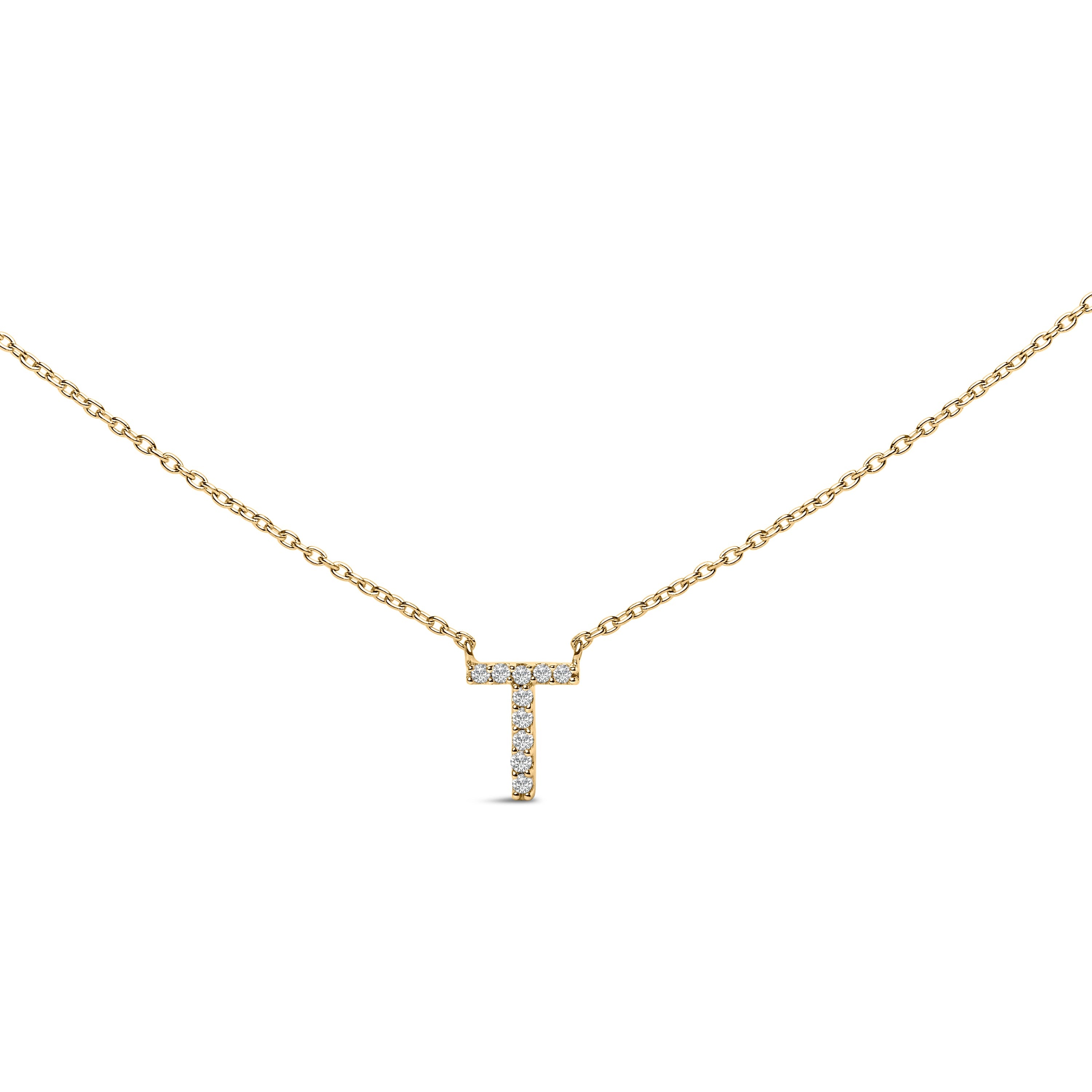 10K White Gold Diamond Accent "A" Block Initial Pendant Necklace