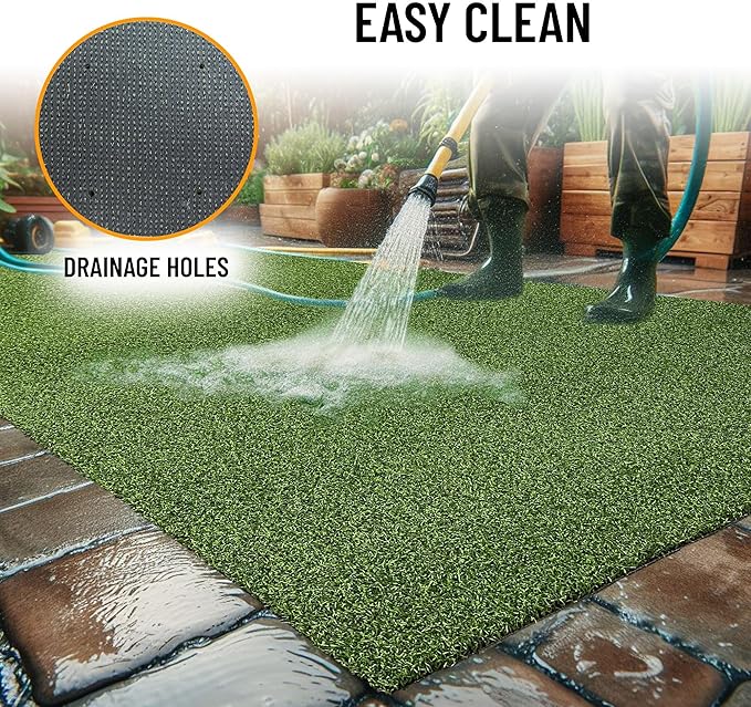 Ottomanson Artificial Turf Golf Hitting Mat 2' x 6'6" Indoor/Outdoor Waterproof Synthetic Fake Grass for Putting Practice Baseball Football Sports Gym Backyard, Custom Size 2' up to 30'