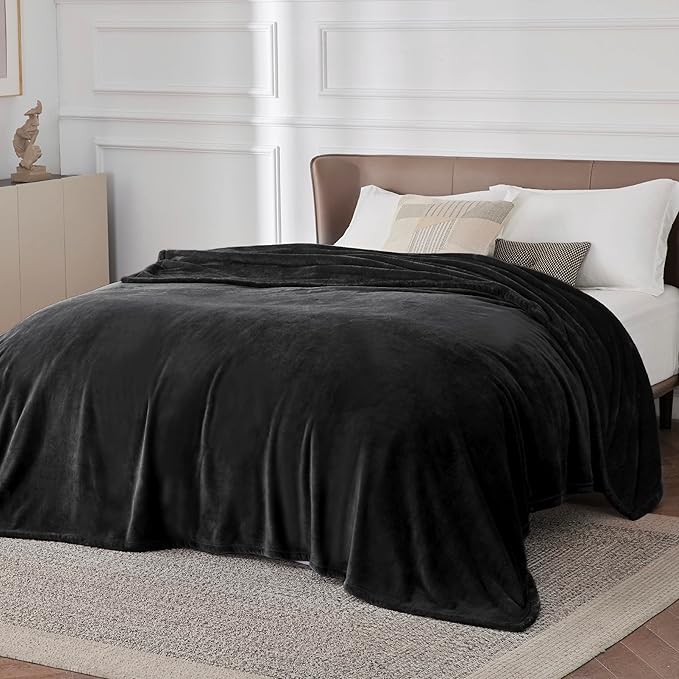 Bedsure Fleece Blanket California King Size Black - Lightweight Plush Fuzzy Cozy Soft Bed Blankets, 102x96 inches