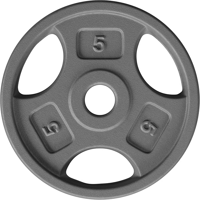 Yes4All Standard 1-Inch Grip Weight Plates, Cast Iron with Multiple Sizes from 2.5 lb to 35 lb for Strength Training, Weightlifting & Muscle Toning