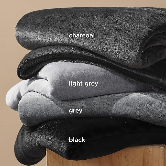 Bedsure Fleece Blanket California King Size Charcoal - Lightweight Plush Fuzzy Cozy Soft Bed Blankets, 102x96 inches