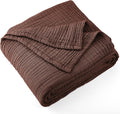 Carriediosa 100% Cotton Muslin Throw Blanket 70" X 80" Twin Size，4-Layers Summer Gauze Throws for Bed Couch，Soft Lightweight Breathable Linen Blankets Bedspread for Adults All Season，Dark Brown