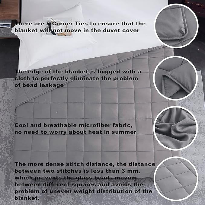 L'AGRATY Weighted Blanket - 88"x104" 20lbs Cooling Breathable Heavy Blanket Microfiber Material with Glass Beads for Adult All-Season Summer Fall Winter Soft Thick Comfort