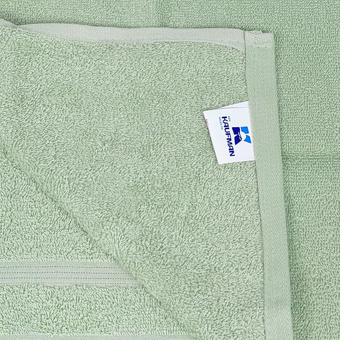 Kaufman - Premium Hand Towels Set for Bathroom, Spa, Gym, and Face Towel 100% Cotton Ring Spun, Ultra Soft Feel and Highly Absorbent Towels (SAGE Green, 6-PK)