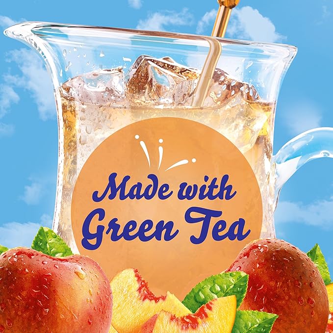 Crystal Light Peach Iced Tea Artificially Flavored Powdered Drink Mix, 72 ct Pack, 12 Canisters of 6 Pitcher Packets