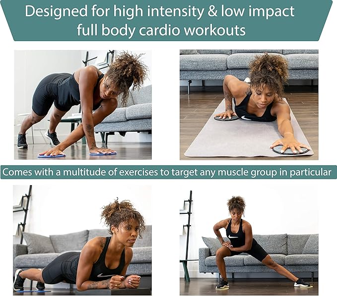 InnerFit Core Sliders for Working Out - Set of 2 Dual Sided Exercise Sliders Fitness Discs - Durable Strength Slides Suitable for Carpets and Hardwood Floors
