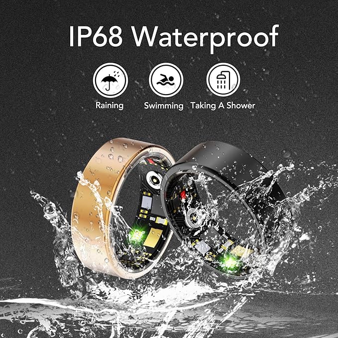 Smart Health Ring for Women Men Fitness Tracker with Heart Rate, Blood Oxygen, Blood Pressure, Sleep Monitoring, Step Counting, IP68 Waterproof for iOS and Android, No Subscription Fee, Silver 8