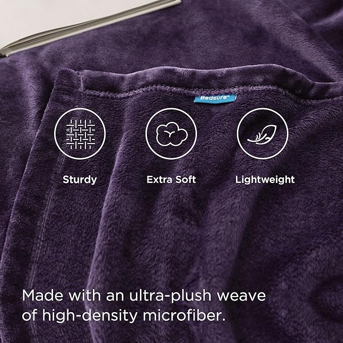 Bedsure Fleece Blankets Queen Size Purple - Bed Blanket Soft Lightweight Plush Fuzzy Cozy Luxury Microfiber, 90x90 inches