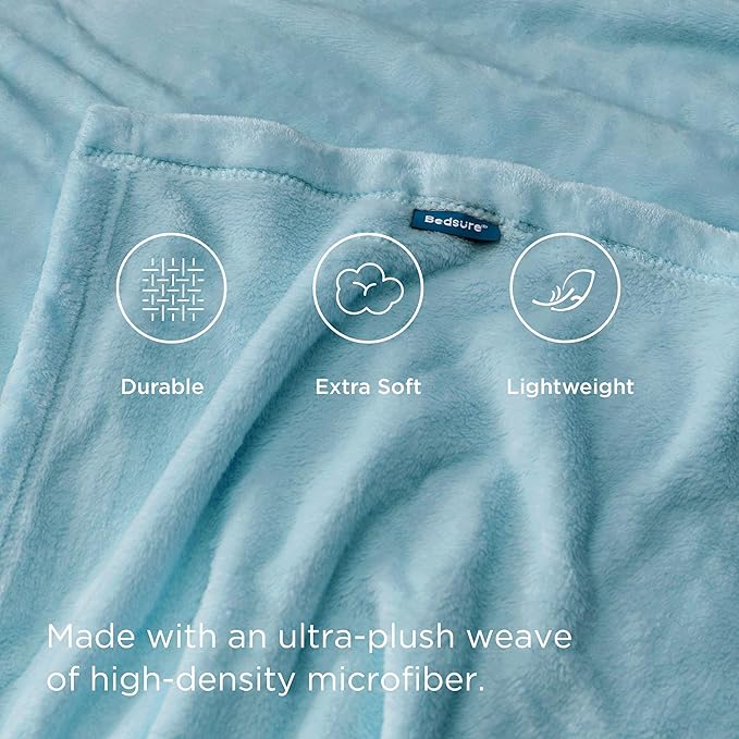 Bedsure Fleece Throw Blanket for Couch River Blue - Lightweight Plush Fuzzy Cozy Soft Blankets and Throws for Sofa, 50x70 inches