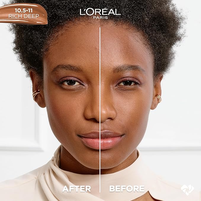 L'Oreal Paris True Match Nude Hyaluronic Tinted Serum Foundation with 1% Hyaluronic acid, Rich Deep, 1 fl. oz.