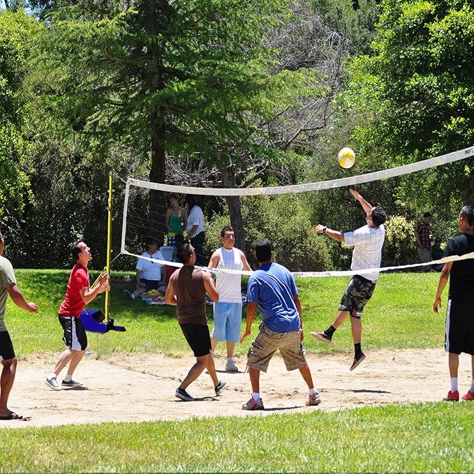 Volleyball Poles, Volleyball Net for Backyard Adjustable Height Poles, Outdoor Portable Volleybal Net Training Stands, Heavy Duty Badminton Nets Sets,for Adults Youth