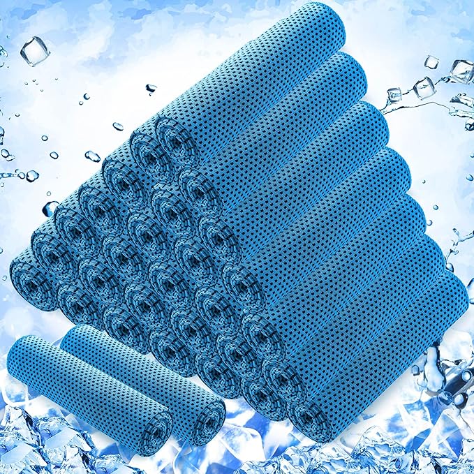 Hosuly 30 Pack Cooling Towels, 40"x12" Ice Breathable Soft Chilly Sweat Rag Microfiber Workout Rags for Gym Cooling Towels for Neck and Face for Yoga Golf Sport Running