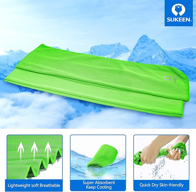 Sukeen 12 Pack Cooling Towel (40"x12"), Ice Towel Sets,Soft Breathable Chilly Towel,Microfiber Towel for Yoga,Sport,Running,Gym,Workout,Camping,Fitness,Workout