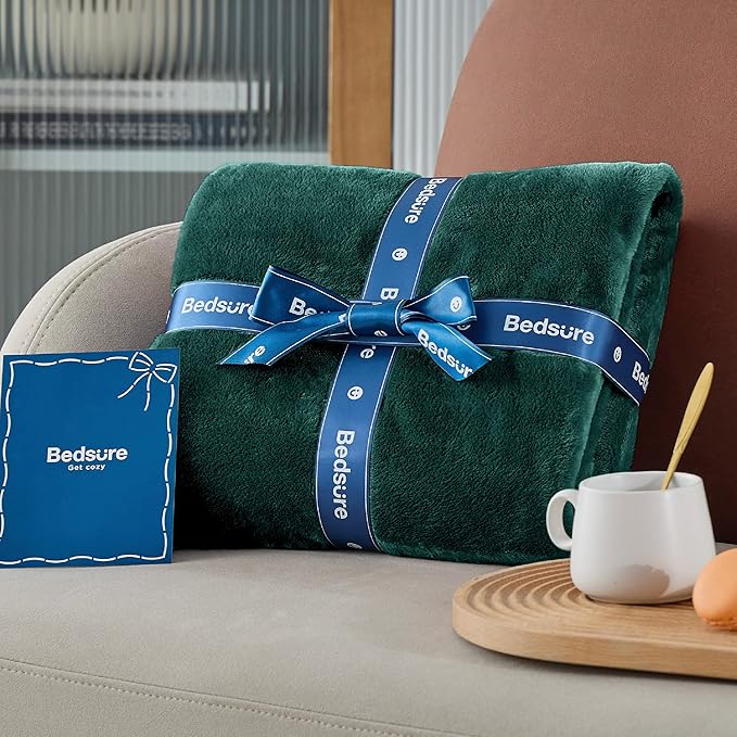 Bedsure Fleece Blankets Queen Size Emerald Green - Bed Blanket Soft Lightweight Plush Fuzzy Cozy Luxury Microfiber, 90x90 inches