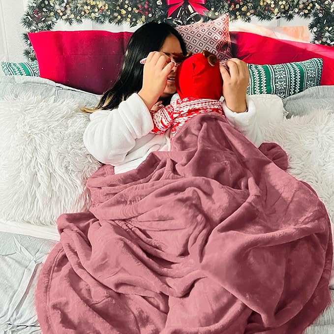 Bedsure Fleece Blankets Twin Size Rose Pink - 300GSM Lightweight Plush Fuzzy Cozy Soft Blanket for Bed, Sofa, Couch, Travel, Camping, 60x80 inches