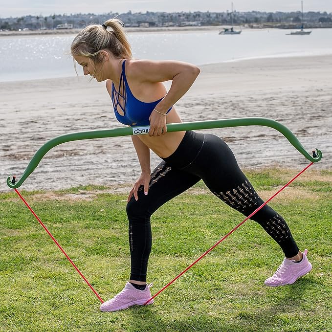 Gorilla Bow Original Portable Home Gym Resistance Bands and Bar System for Travel, Fitness, Weightlifting and Exercise Kit, Full Body Workout Equipment Set
