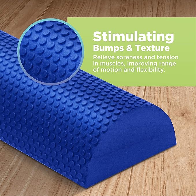 Bean Products High-Density EVA Foam Rollers | Deep Tissue Massager | Myofascial Release Textured Bumps | 36” Half Roller | Made in The USA