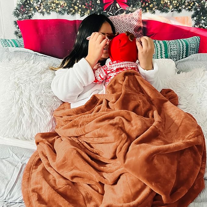Bedsure Burnt Orange Fleece Blanket King Size - 280GSM Soft Lightweight Plush Cozy Blankets for Bed, Sofa, Couch, Travel, Camping