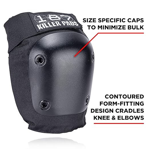 187 Killer Pads Knee Pads, Elbow Pads Combo Pack, Black, Large/X-Large