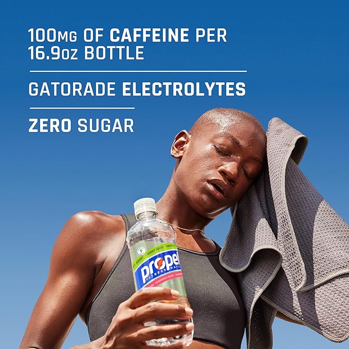 Propel Energy Boost Zero Calorie Flavored Water With Electrolytes and Caffeine, Blueberry Acai, 16.9 fl oz Bottles (12 Pack)