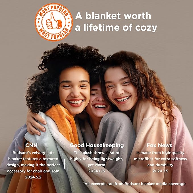 Bedsure Fleece Throw Blanket for Couch Grey - Lightweight Plush Fuzzy Cozy Soft Blankets and Throws for Sofa, 50x60 inches