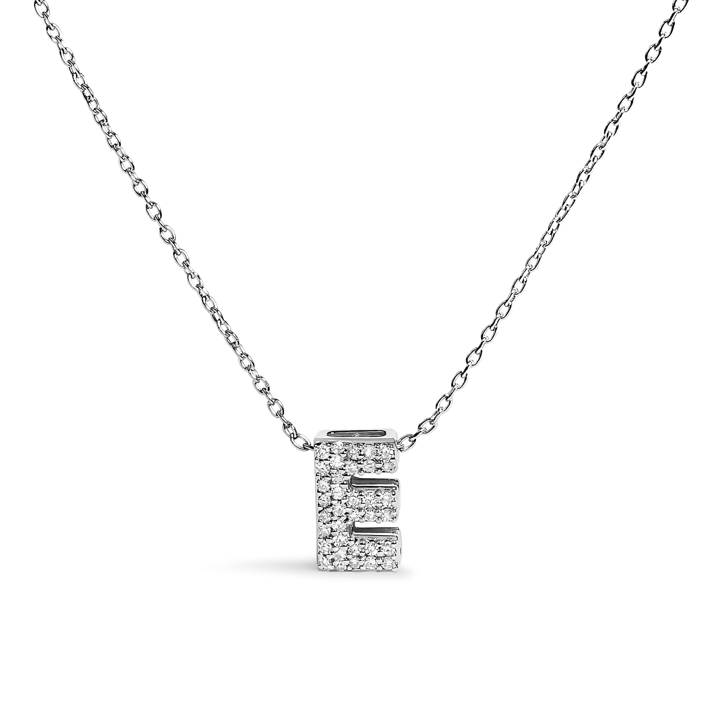 10K White Gold Diamond Accent "A" Initial Bubble Pendant Necklace