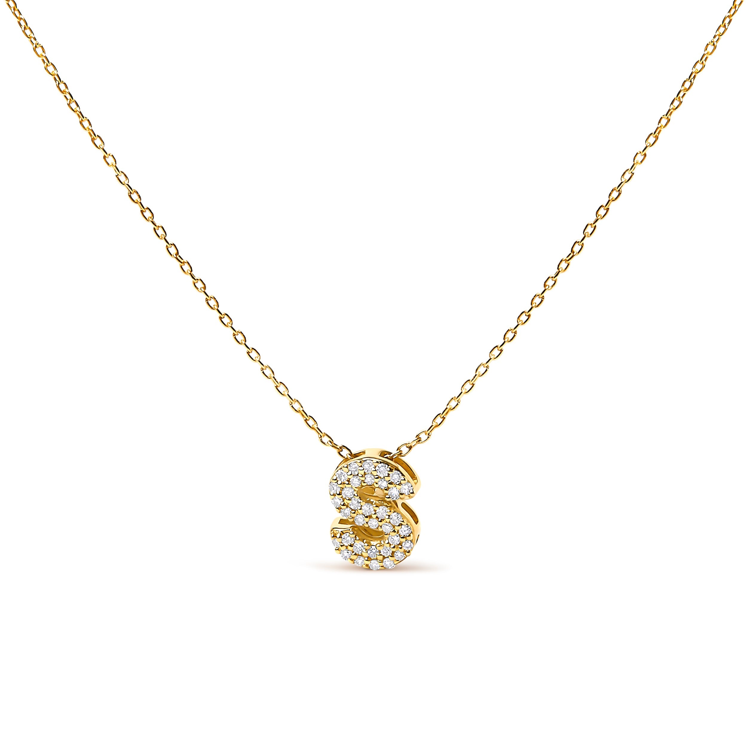 10K White Gold Diamond Accent "A" Initial Bubble Pendant Necklace