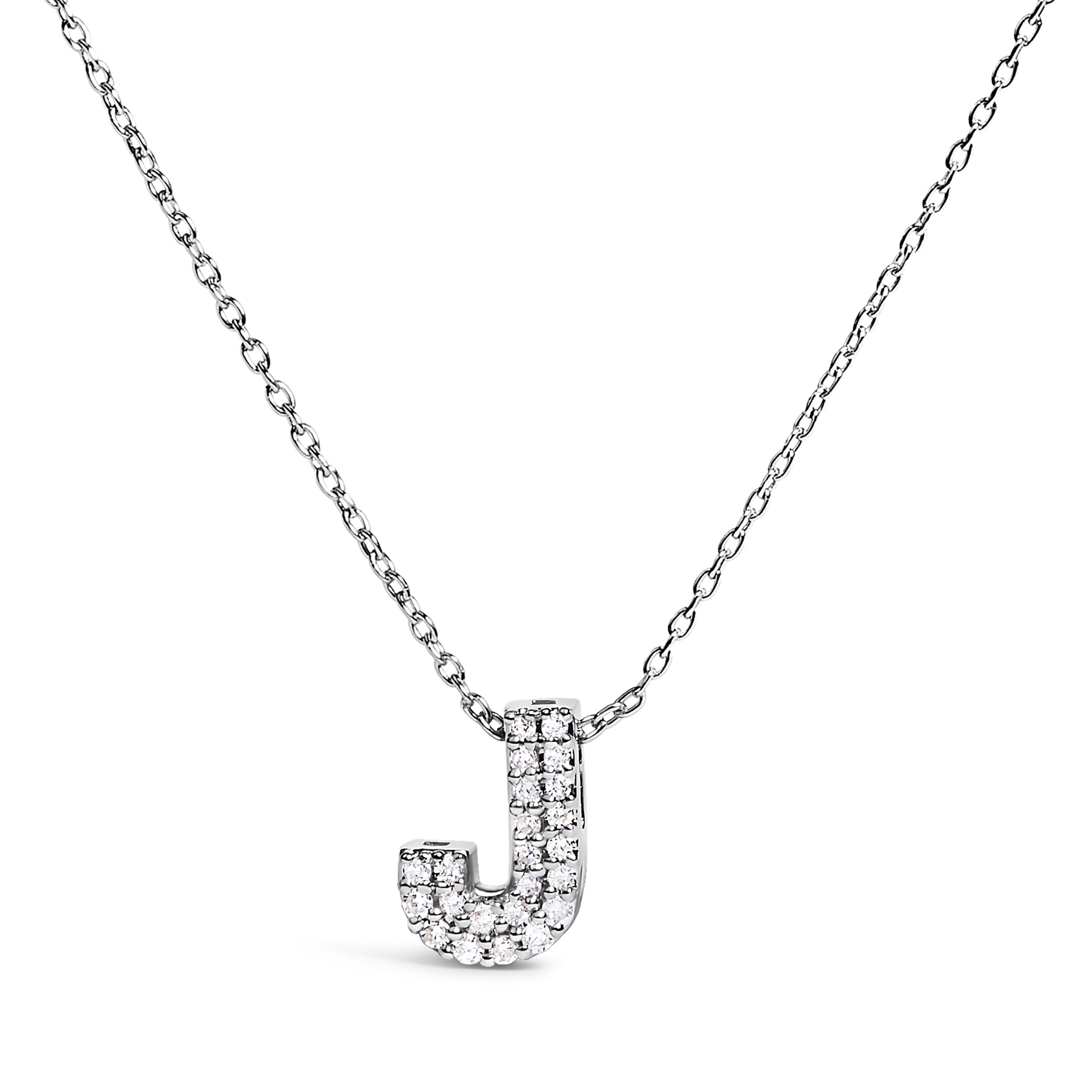 10K White Gold Diamond Accent "A" Initial Bubble Pendant Necklace
