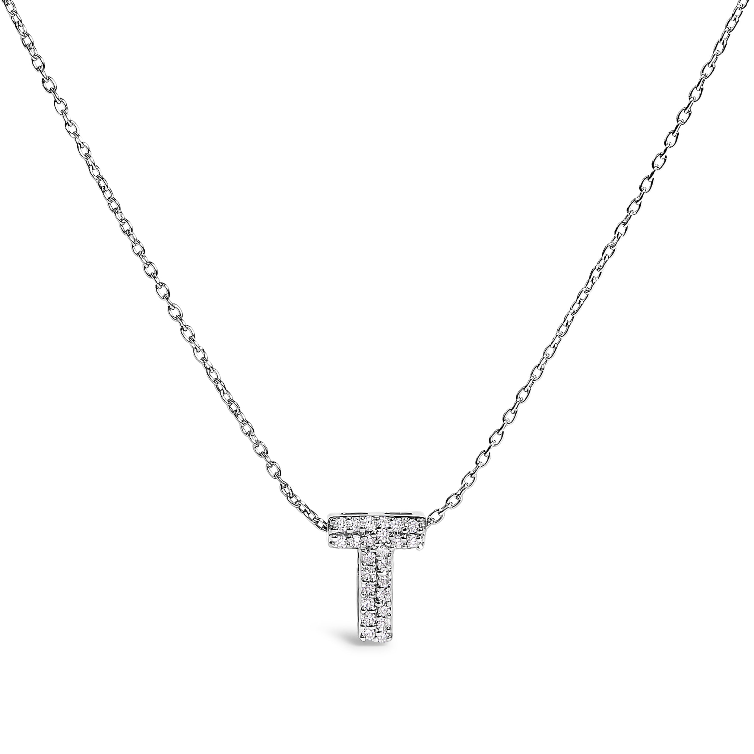 10K White Gold Diamond Accent "A" Initial Bubble Pendant Necklace