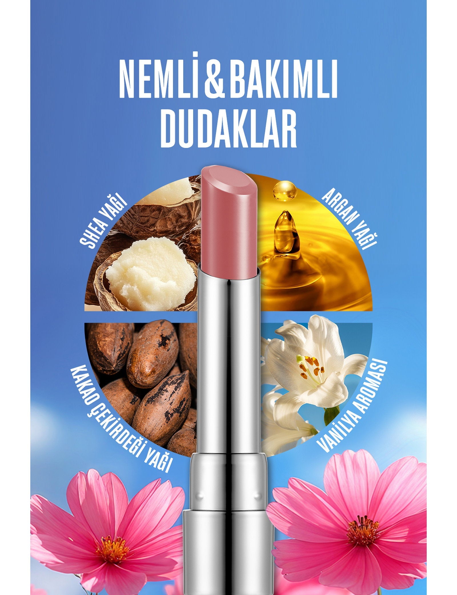 Flormar Sheer Up Moisturizing Lipstick Glossy Finish 3.3g