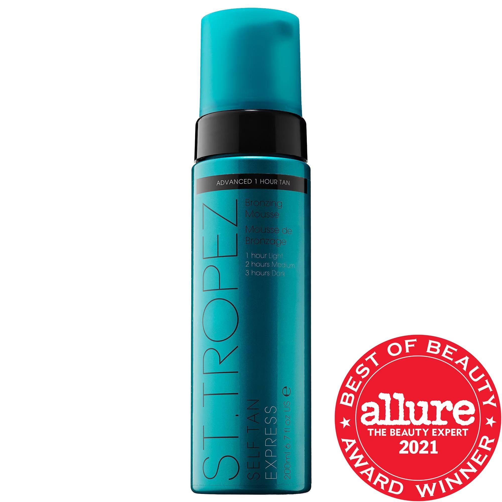 St. Tropez Self Tan Express Bronzing Mousse: Customizable, Streak-Free Natural Sunless Tan for Face & Body | Quick-Drying, Hydrating Formula
