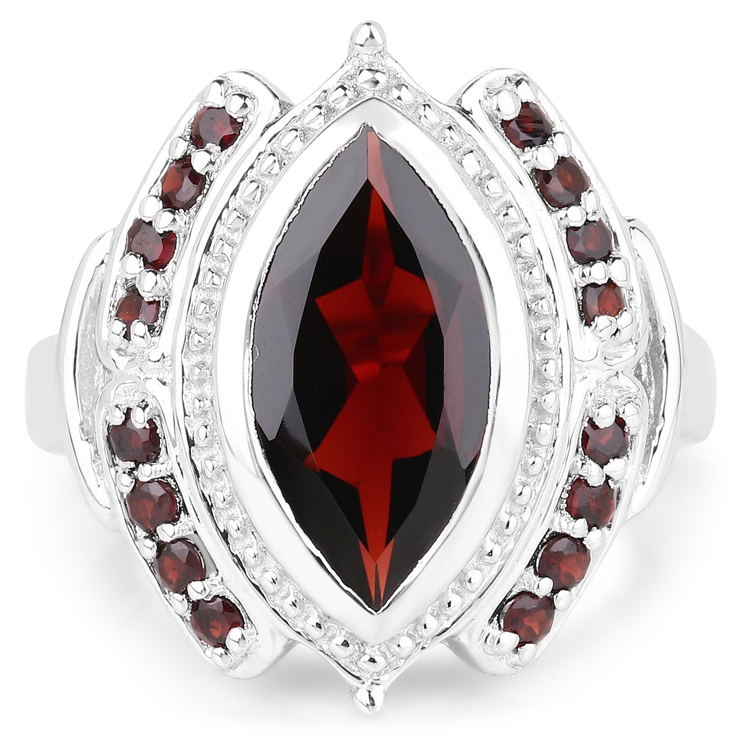 4.06 Carat Genuine Garnet .925 Sterling Silver Ring