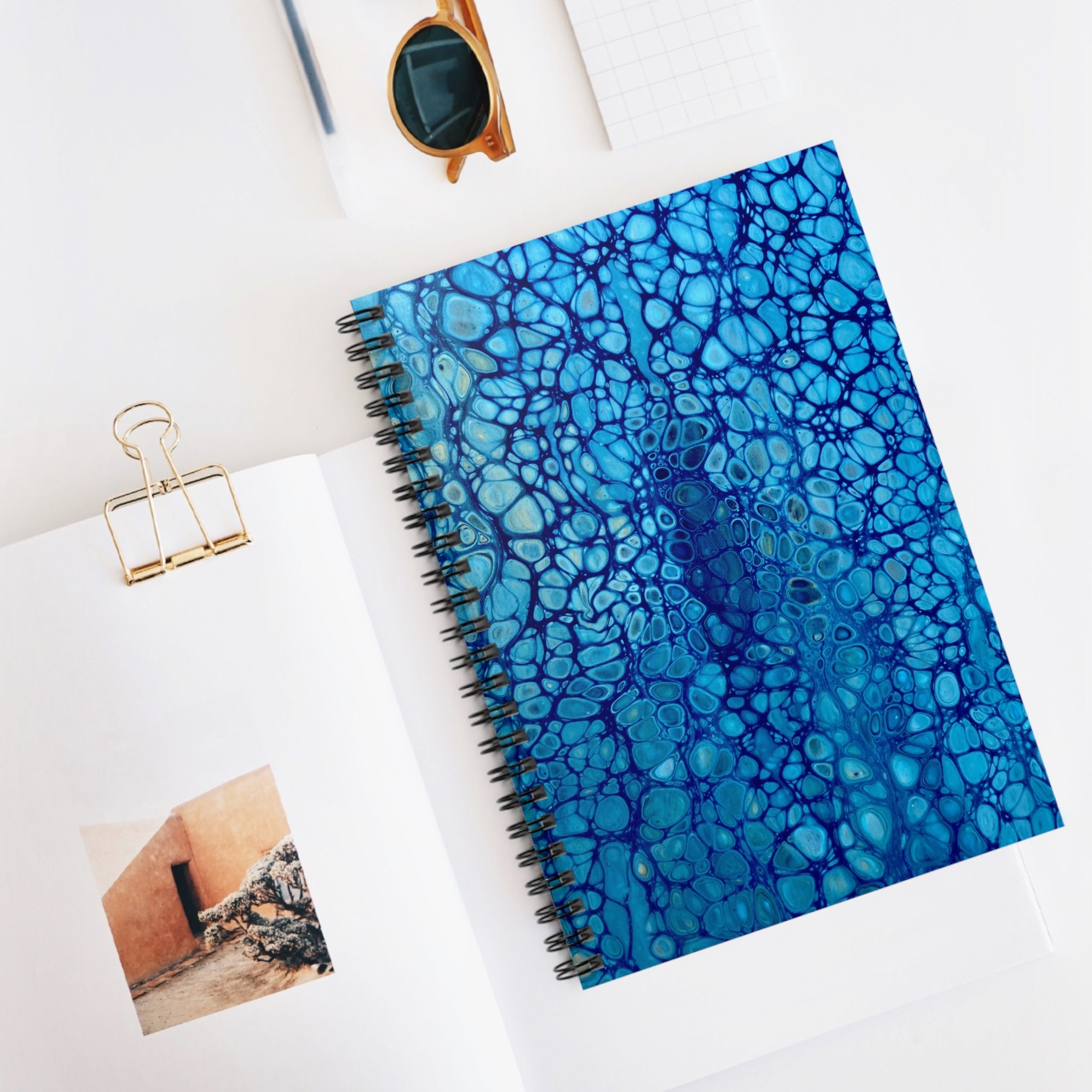 Bespattered Facade Beautiful Blues Spiral Notebook - Lined Pages