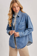 DENIM BUTTON DOWN OVERSIZED SHIRTS: MED.WASH