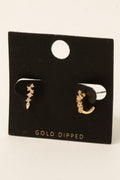 Gold Dipped Cz Pave Oval Hoop Earrings