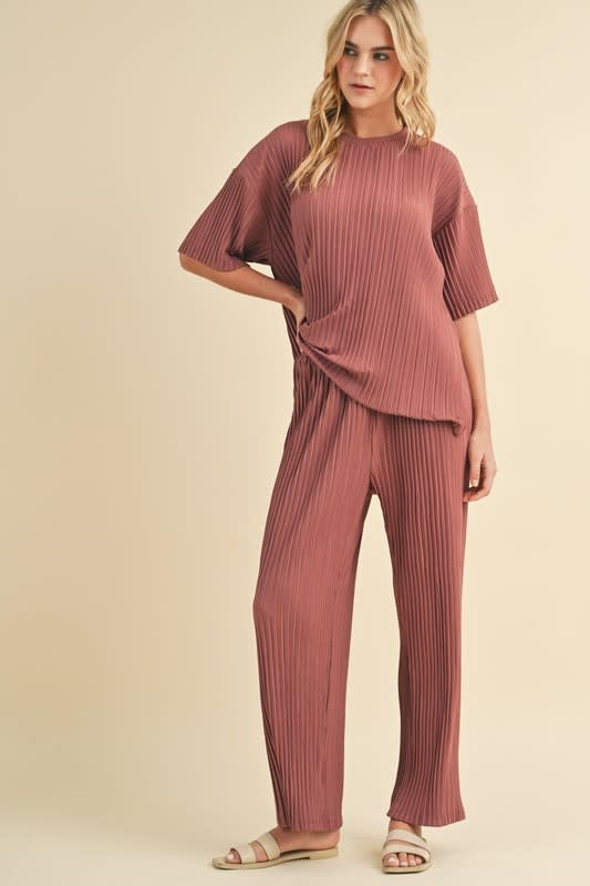 Pleated Elastic Waist Pants - Sienna