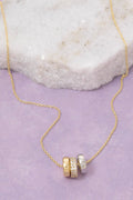 Gold Dipped Cz Triple Ring Charm Necklace