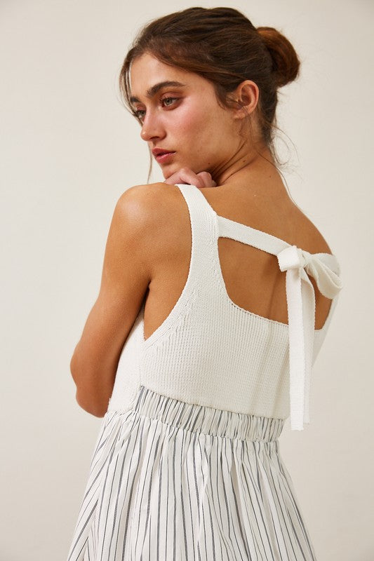 Ribbed Knit Bodice Maxi Dress