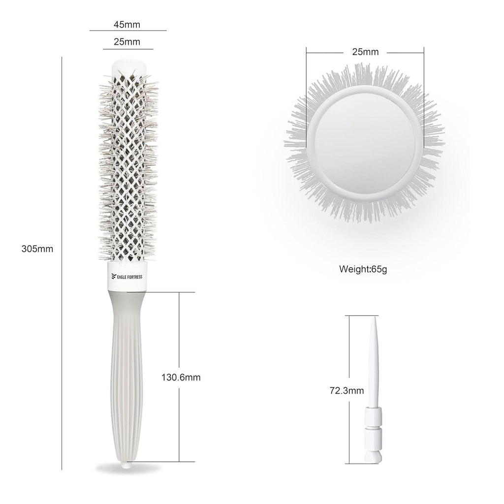 Eagle Fortress XL Ceramic + Ionic Round Hair Brush 0.98in - Grey