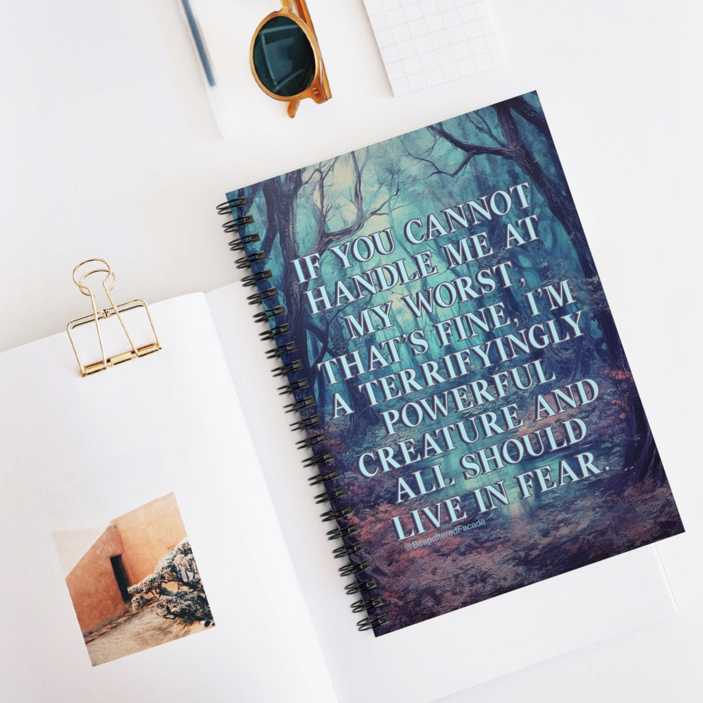 Bespattered Facade Rainbow "Terrifyingly Powerful" Spiral Notebook - Lined Pages