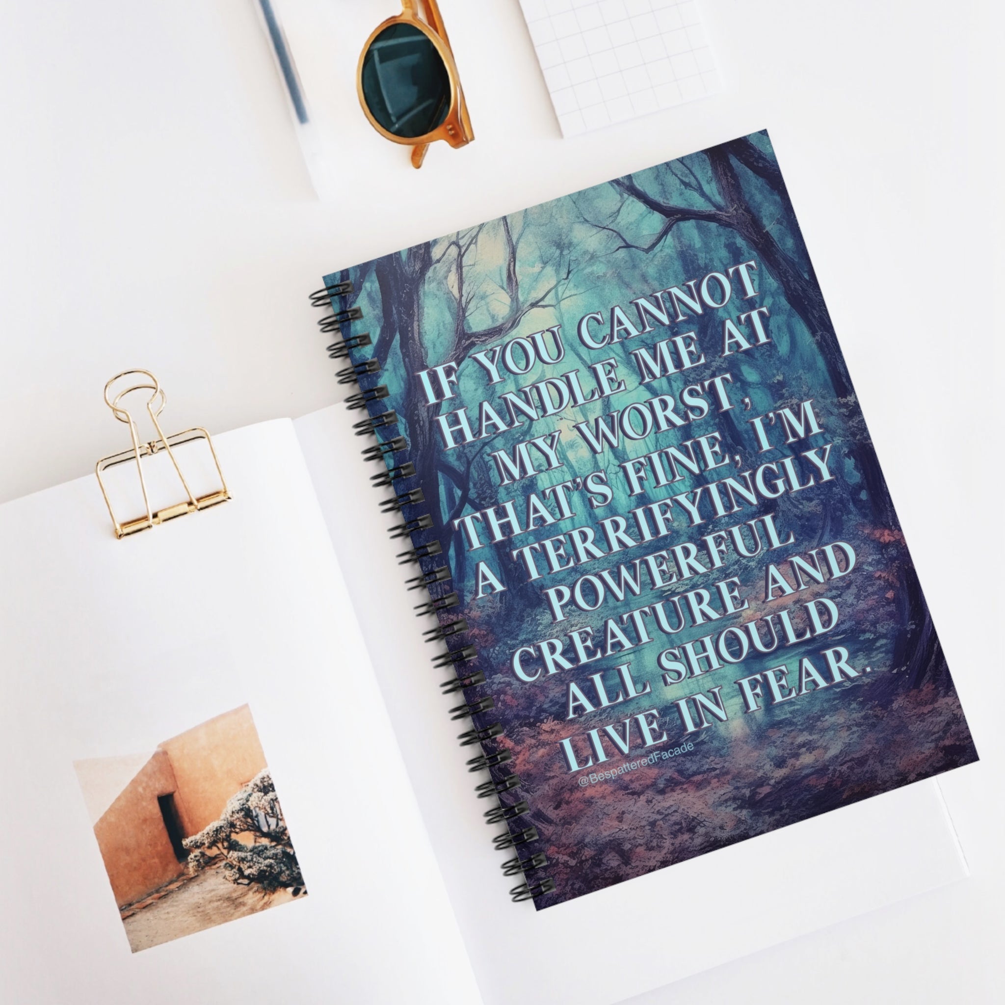 Bespattered Facade Rainbow "Terrifyingly Powerful" Spiral Notebook - Lined Pages