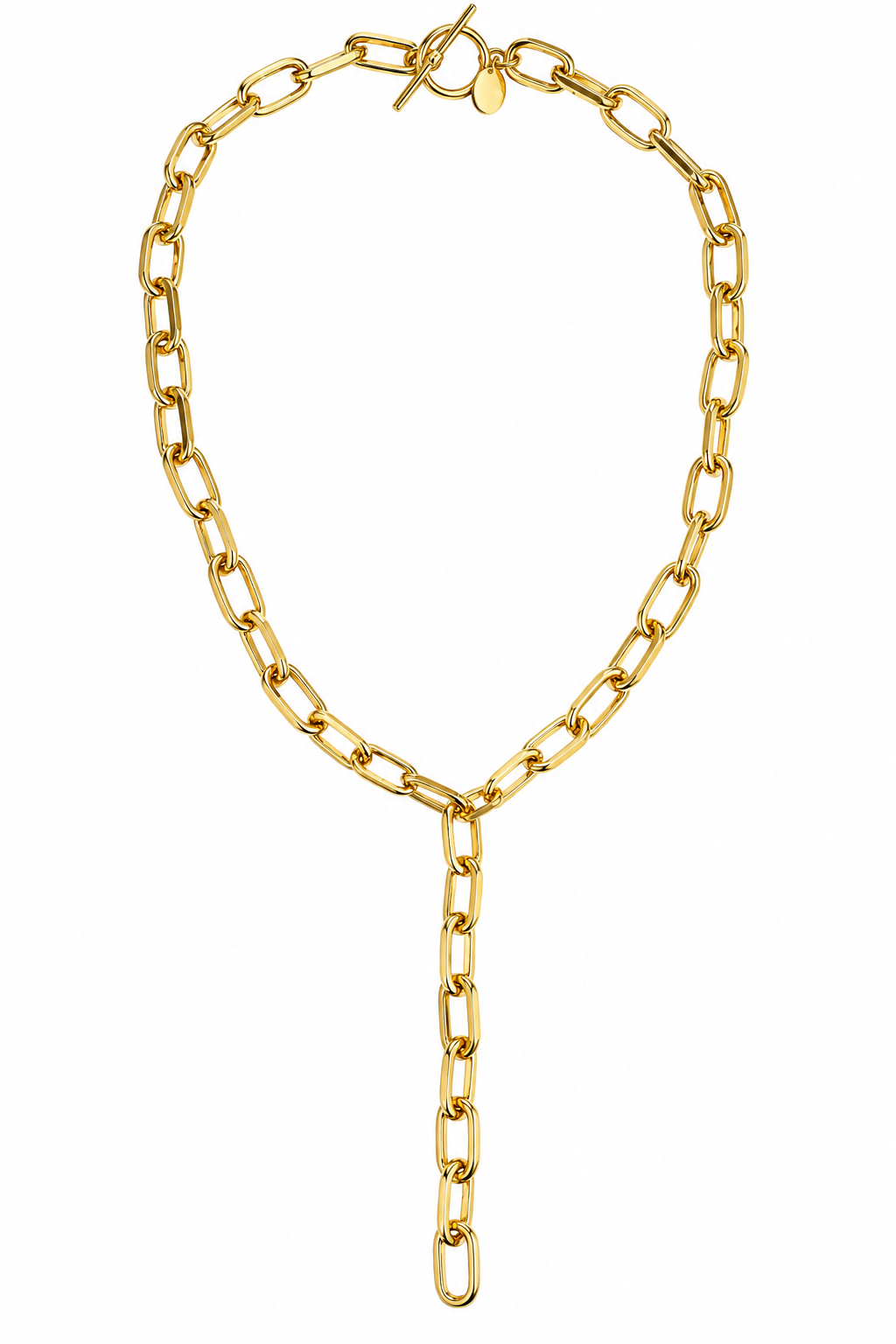 Gold Link Lariat Necklace