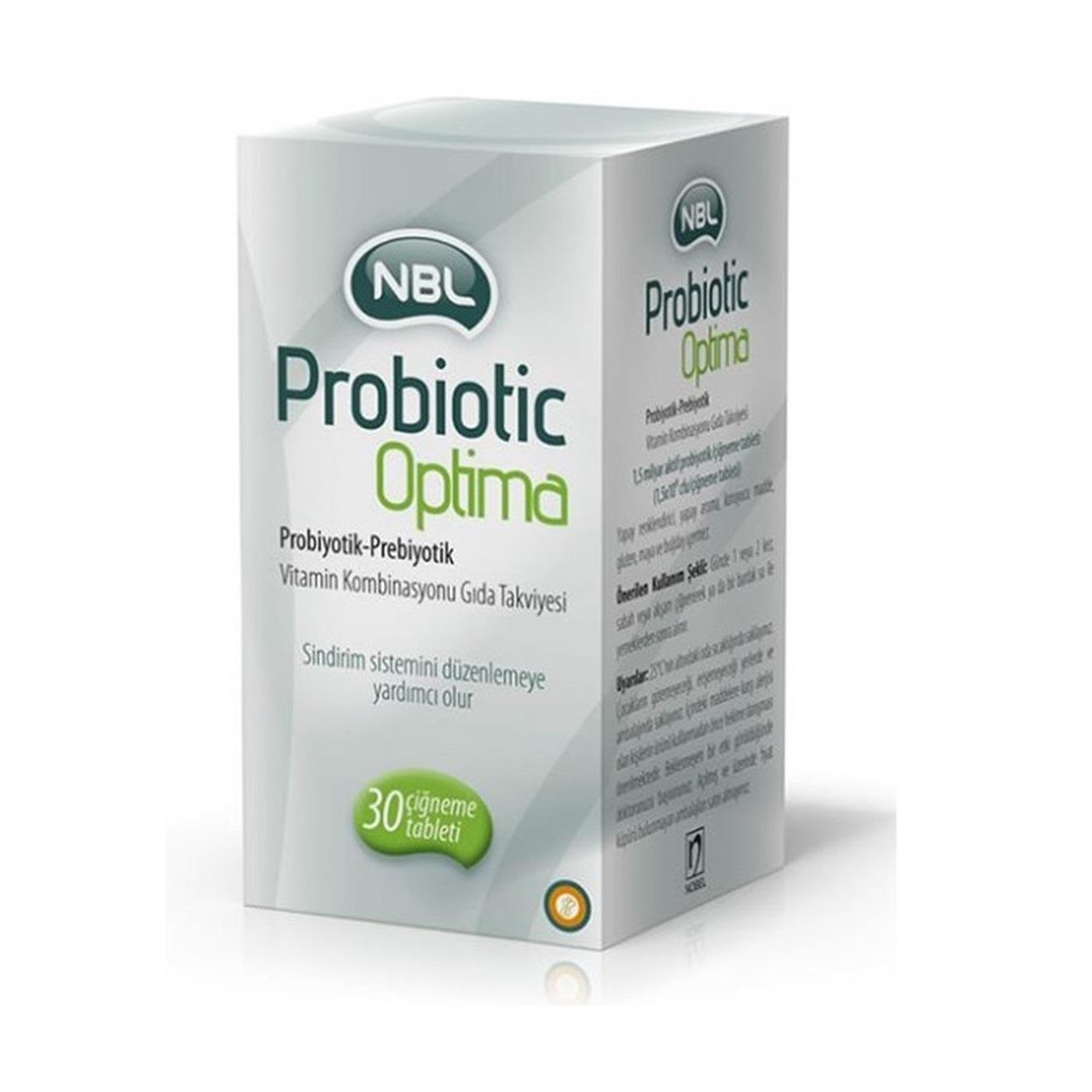 NBL Probiotic Optima 30 Tablets - Gut Health Support, Probiotic and Prebiotic Supplement with Vitamin C