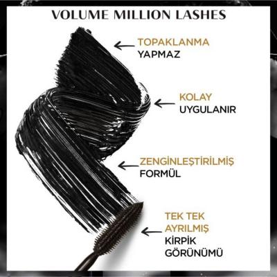 Loreal Paris Volume Million Lashes Extra Black Mascara for Voluminous, Lengthened Lashes - Long-Lasting, Easy Application