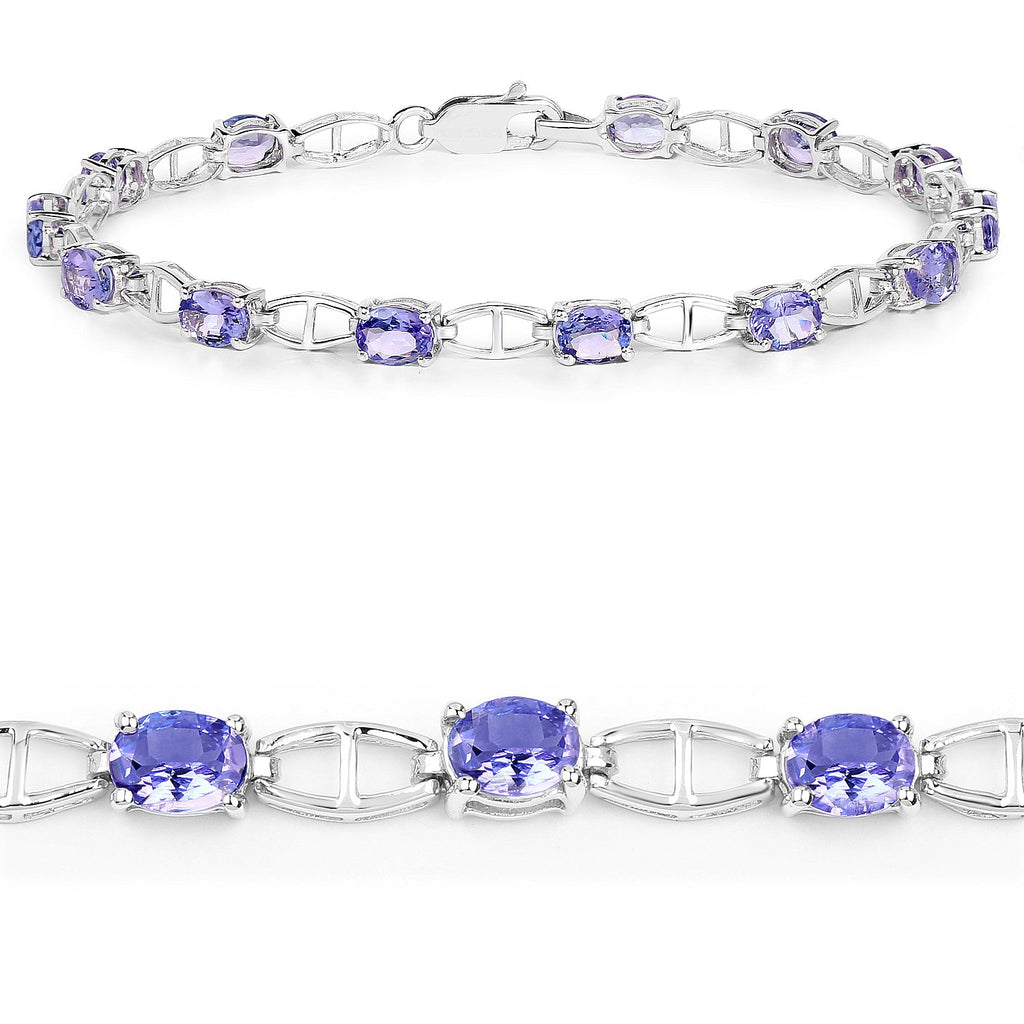 4.29 Carat Genuine Tanzanite .925 Sterling Silver Bracelet