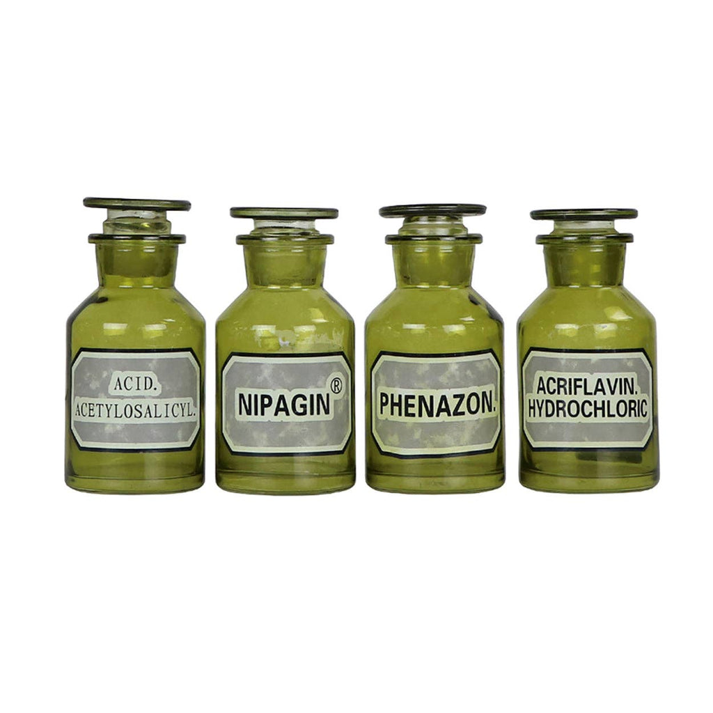 Blue Ocean Traders - Set of 4 Green Apothecary Bottles