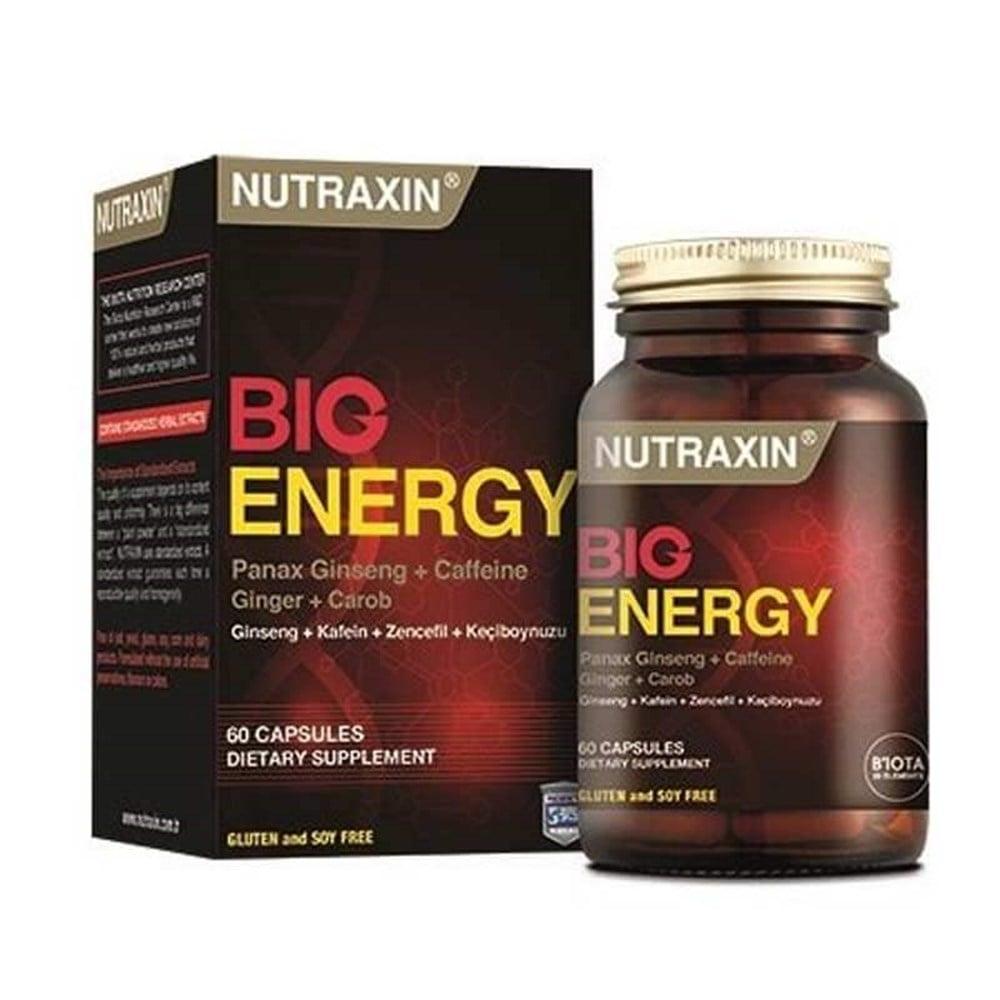 Nutraxin Big Energy 60 Tablet - Natural Energy Boost Supplement with Ginseng, Ginger, and Caffeine for Adults