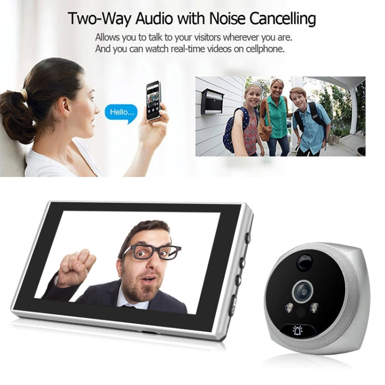 N7 4.5 inch Screen 1080P HD Night Vision Motion Detection Smart Cat Eye Video Doorbell (White)