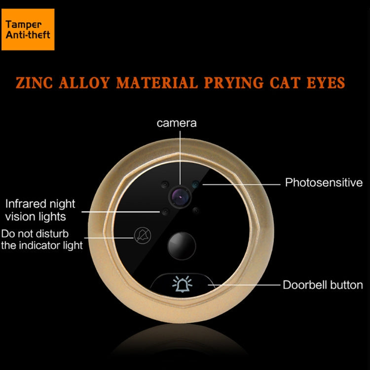 W5 2.4 inch Screen 2.0MP Security Camera No Disturb Peephole Viewer Doorbell, Support TF Card / Night Vision / Video Recording(Black)